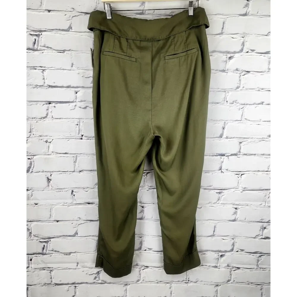 Cartonnier by Anthropologie Kingsley Pants Womens 14 Moss Tie Waist Professional - Picture 2 of 10